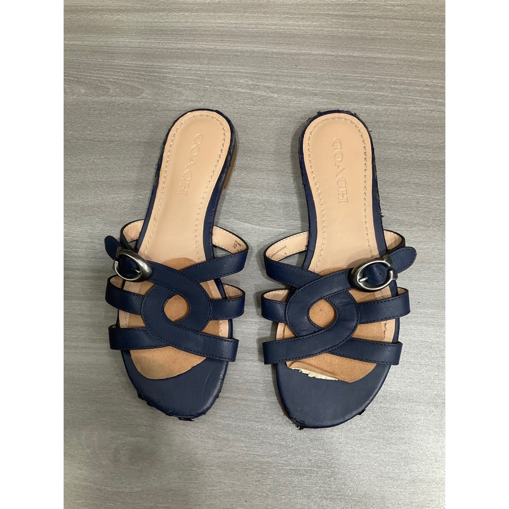 COACH WOMENS KENNEDY FLAT SANDALS SADDLE